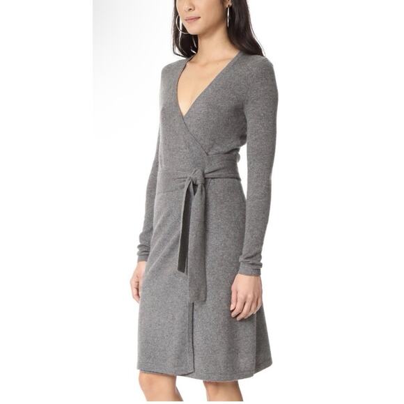 DVF Diane Von Furstenberg Linda Wrap Sweater Dress Wool Cashmere Coral Sz Petite - Picture 14 of 14